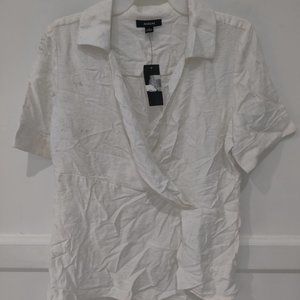 SOILED Alfani Women's Short Sleeve Surplice Top White Size S $70 2A025